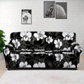 Black And White Cattleya Pattern Print Sofa Cover
