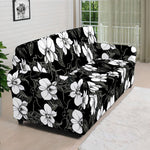 Black And White Cattleya Pattern Print Sofa Cover