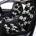 Black And White Cattleya Pattern Print Universal Fit Car Seat Covers