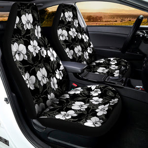 Black And White Cattleya Pattern Print Universal Fit Car Seat Covers