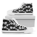Black And White Cattleya Pattern Print White High Top Sneakers