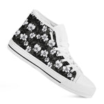 Black And White Cattleya Pattern Print White High Top Shoes