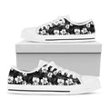 Black And White Cattleya Pattern Print White Low Top Sneakers
