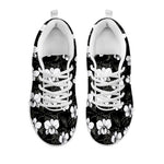 Black And White Cattleya Pattern Print White Sneakers