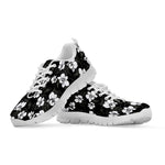 Black And White Cattleya Pattern Print White Sneakers