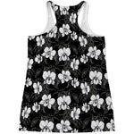 Black And White Cattleya Pattern Print Women's Racerback Tank Top