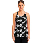 Black And White Cattleya Pattern Print Women's Racerback Tank Top