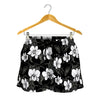 Black And White Cattleya Pattern Print Women's Shorts