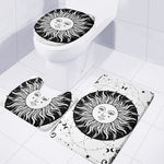 Black And White Celestial Sun Print 3 Piece Bath Mat Set