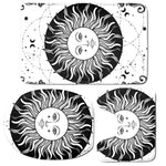 Black And White Celestial Sun Print 3 Piece Bath Mat Set