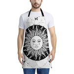 Black And White Celestial Sun Print Apron