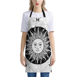 Black And White Celestial Sun Print Apron