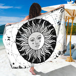 Black And White Celestial Sun Print Beach Sarong Wrap