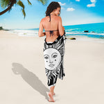 Black And White Celestial Sun Print Beach Sarong Wrap