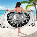 Black And White Celestial Sun Print Beach Sarong Wrap