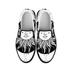 Black And White Celestial Sun Print Black Slip On Shoes