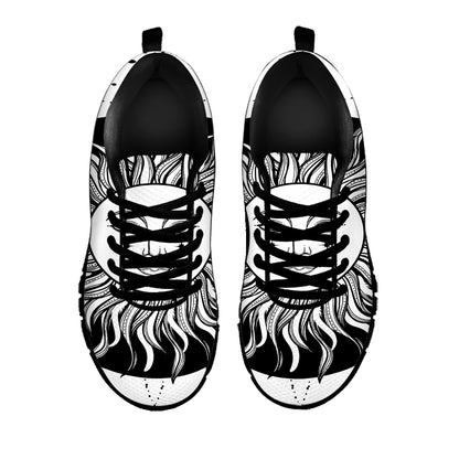 Black And White Celestial Sun Print Black Sneakers