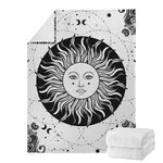 Black And White Celestial Sun Print Blanket