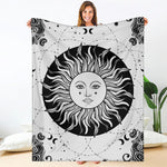 Black And White Celestial Sun Print Blanket