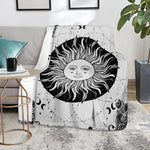 Black And White Celestial Sun Print Blanket