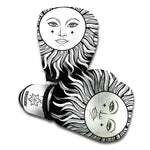 Black And White Celestial Sun Print Boxing Gloves