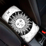 Black And White Celestial Sun Print Car Center Console Cover