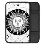 Black And White Celestial Sun Print Car Center Console Cover