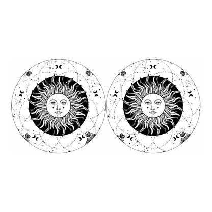 Black And White Celestial Sun Print Car Coasters