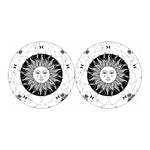 Black And White Celestial Sun Print Car Coasters