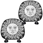 Black And White Celestial Sun Print Car Headrest Covers