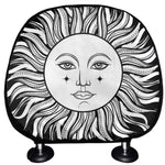 Black And White Celestial Sun Print Car Headrest Covers