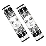 Black And White Celestial Sun Print Car Seat Belt Covers
