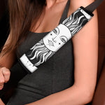 Black And White Celestial Sun Print Car Seat Belt Covers