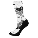 Black And White Celestial Sun Print Crew Socks