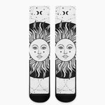 Black And White Celestial Sun Print Crew Socks