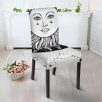 Black And White Celestial Sun Print Dining Chair Slipcover