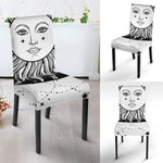Black And White Celestial Sun Print Dining Chair Slipcover