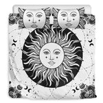 Black And White Celestial Sun Print Duvet Cover Bedding Set