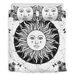 Black And White Celestial Sun Print Duvet Cover Bedding Set