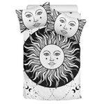 Black And White Celestial Sun Print Duvet Cover Bedding Set