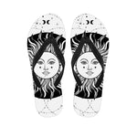 Black And White Celestial Sun Print Flip Flops
