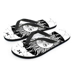 Black And White Celestial Sun Print Flip Flops
