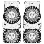 Black And White Celestial Sun Print Front and Back Car Floor Mats