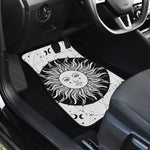 Black And White Celestial Sun Print Front and Back Car Floor Mats