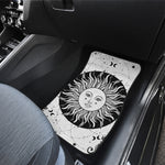 Black And White Celestial Sun Print Front and Back Car Floor Mats