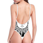 Black And White Celestial Sun Print High Cut One Piece Swimsuit