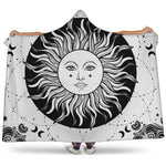 Black And White Celestial Sun Print Hooded Blanket