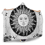 Black And White Celestial Sun Print Hooded Blanket