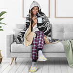 Black And White Celestial Sun Print Hooded Blanket