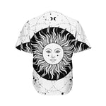 Black And White Celestial Sun Print Men's Baseball Jersey
